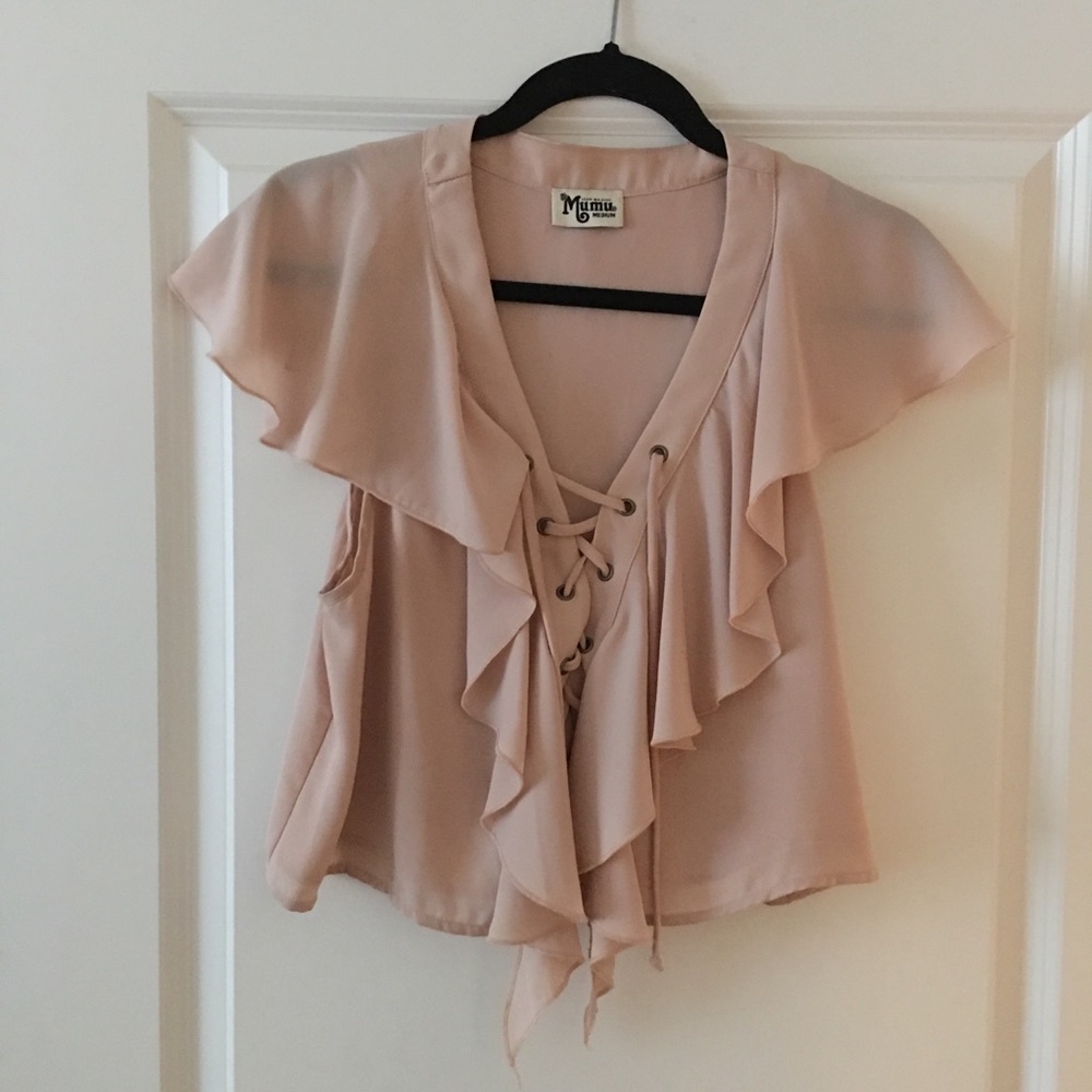 SHOW ME YOUR MUMU lace up crop top